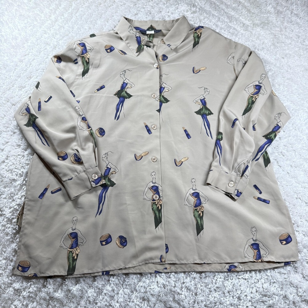 VTG Maggie McNaughton Womens Blouse 20W Top Makeup Glam Retro Fashion Casual 90s